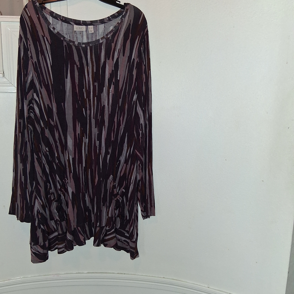 LOGO by Lori Goldstein Purple and Black Tunic